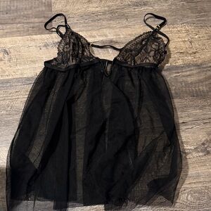 Victoria's Secret Black Lace Sheer Babydoll Chemise